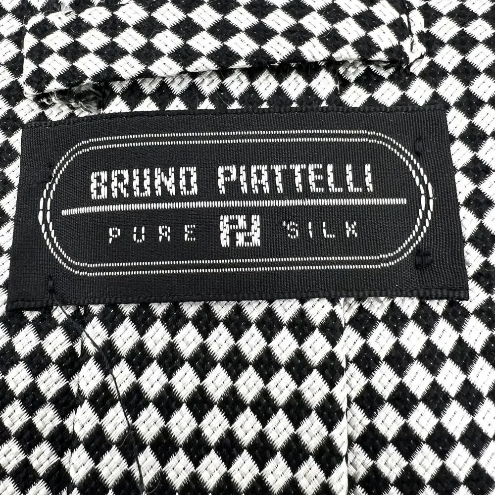 Vintage USA Mens Bruno Piattelli 100% Pure Silk Harlequin Diamond Patterned Tie